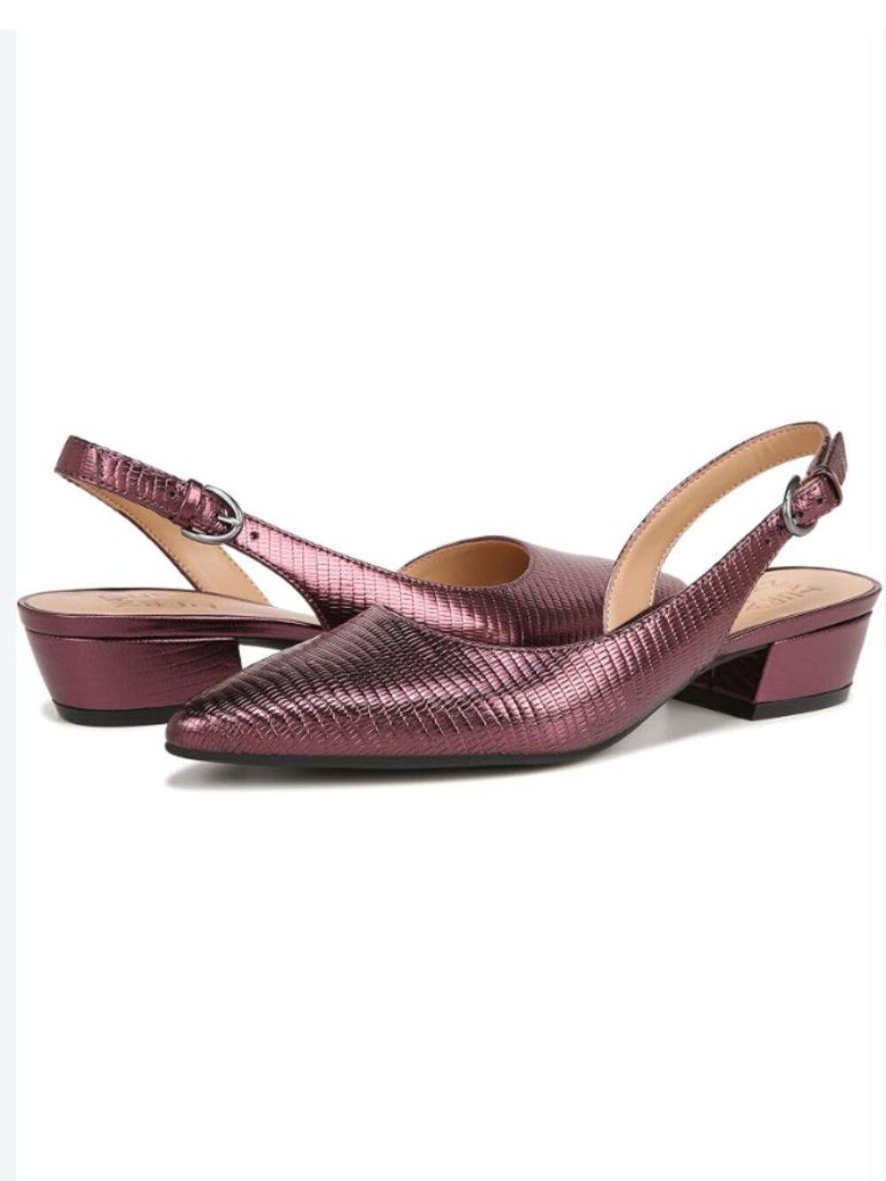Naturalizer Banks Slingback Pumps Cab Sav Metallic Lizard Embossed Leather 8.5